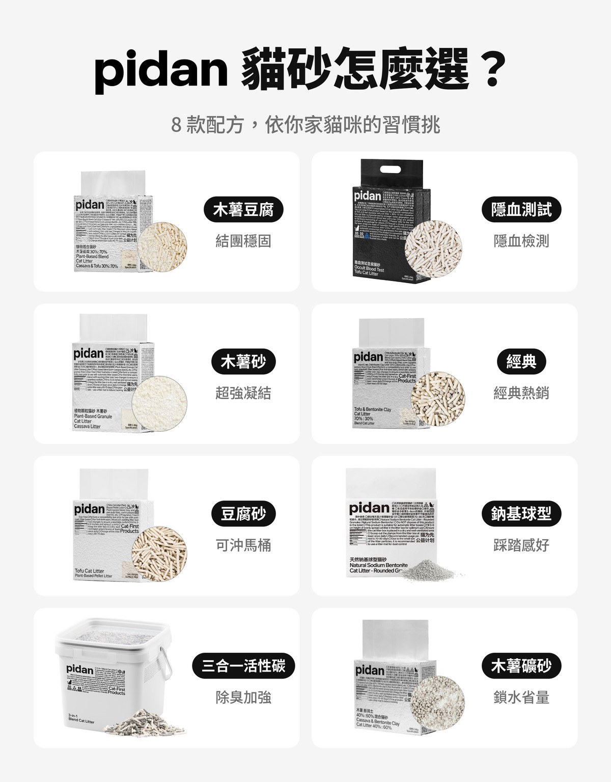 pidan 貓砂 8 款一覽