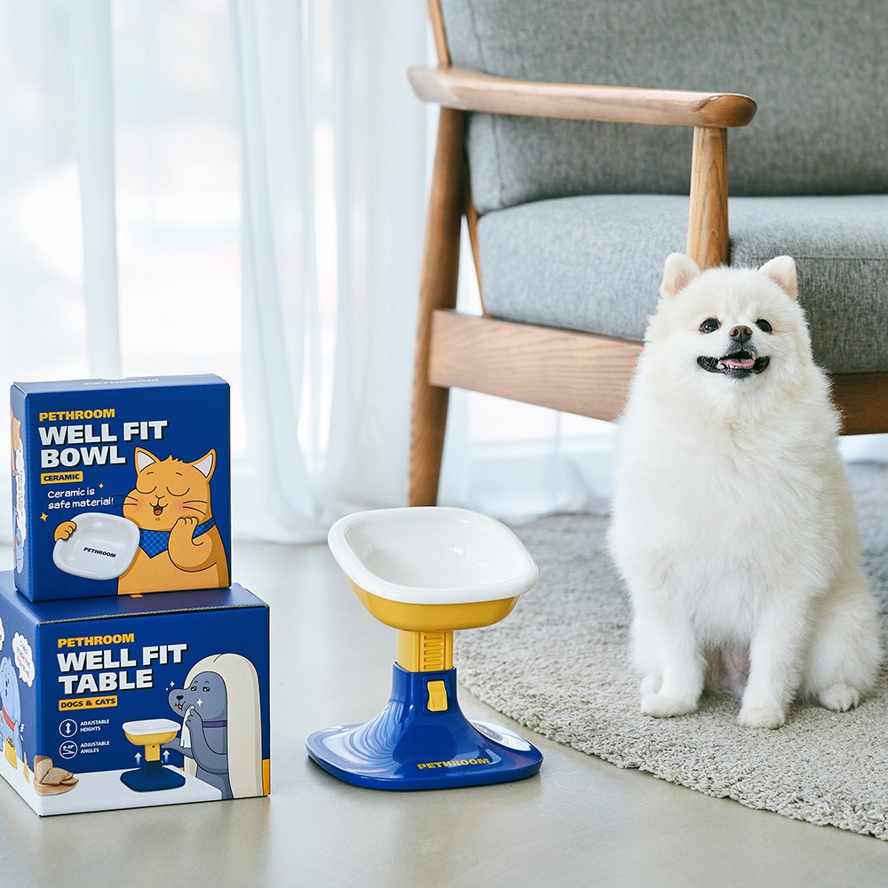 高度調節寵物瓷碗組