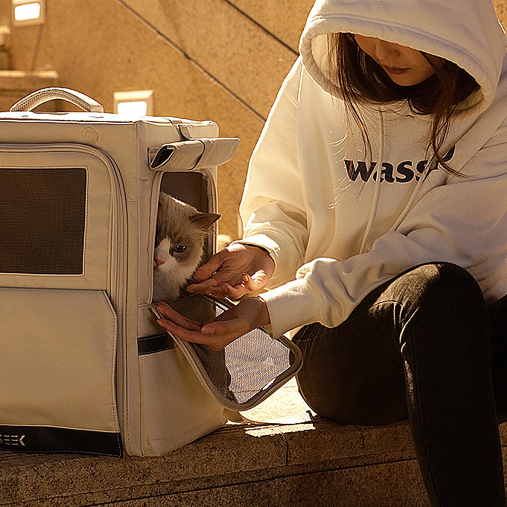 簡約骨架雙肩寵物包