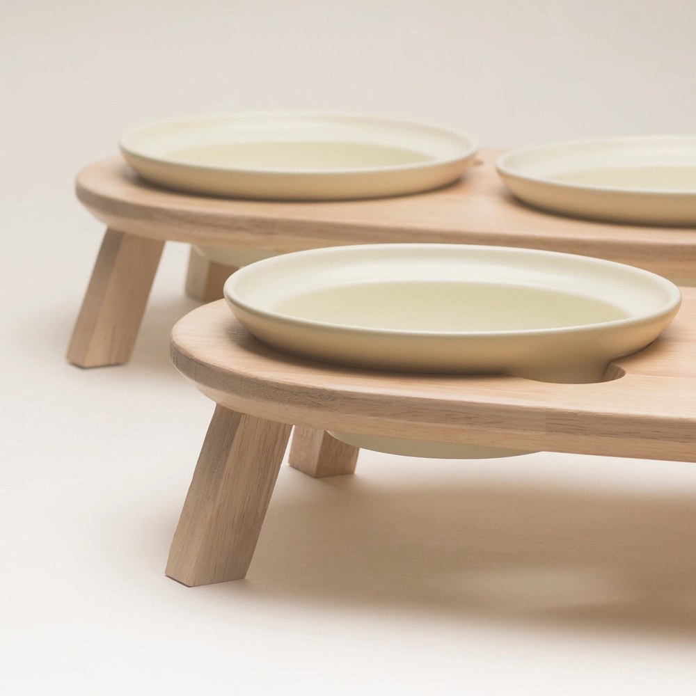 福利品專區 - 木作分體陶瓷寵物碗