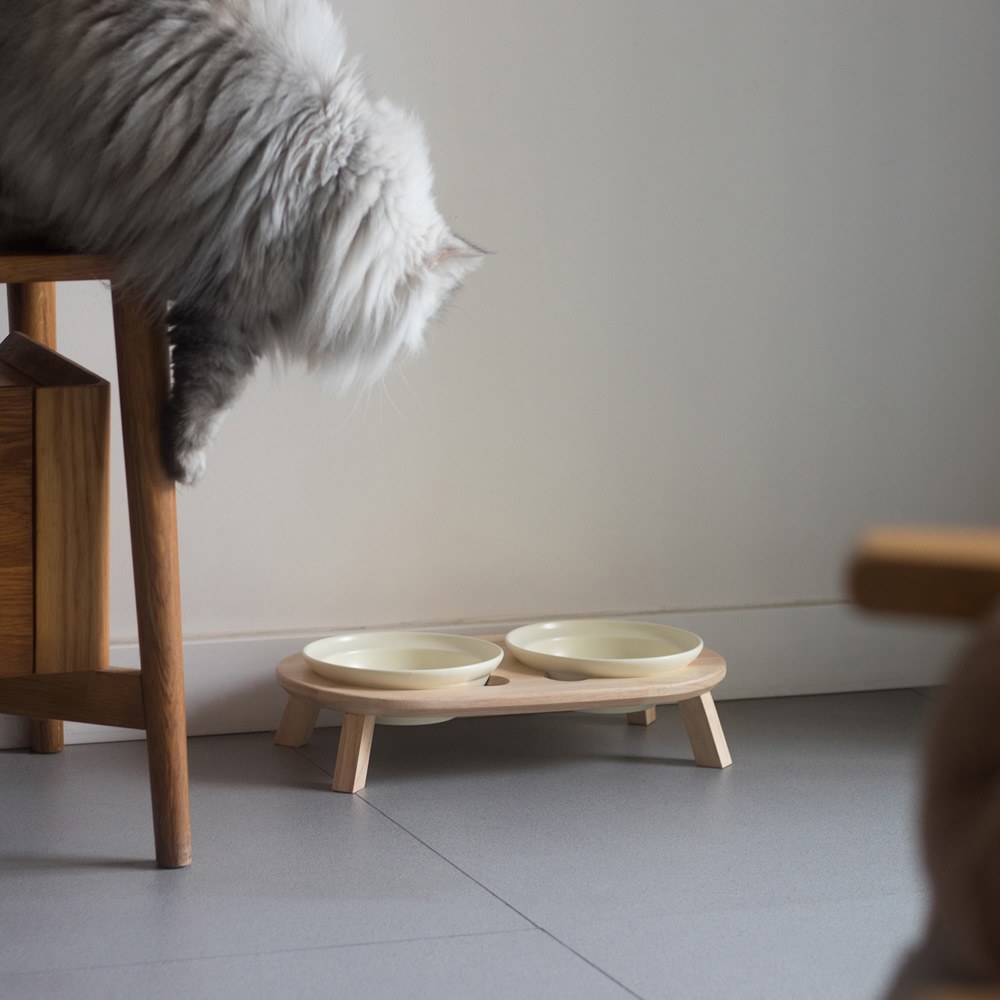 福利品專區 - 木作分體陶瓷寵物碗