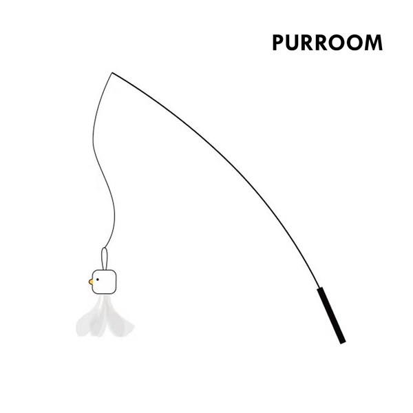 伸縮款逗貓棒 - 小雞羽毛